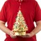 Casafield Hand Painted Ceramic Christmas Tree, Gold 15-Inch Pre-Lit Tree with 128 Multi Color Lights and 2 Star Toppers